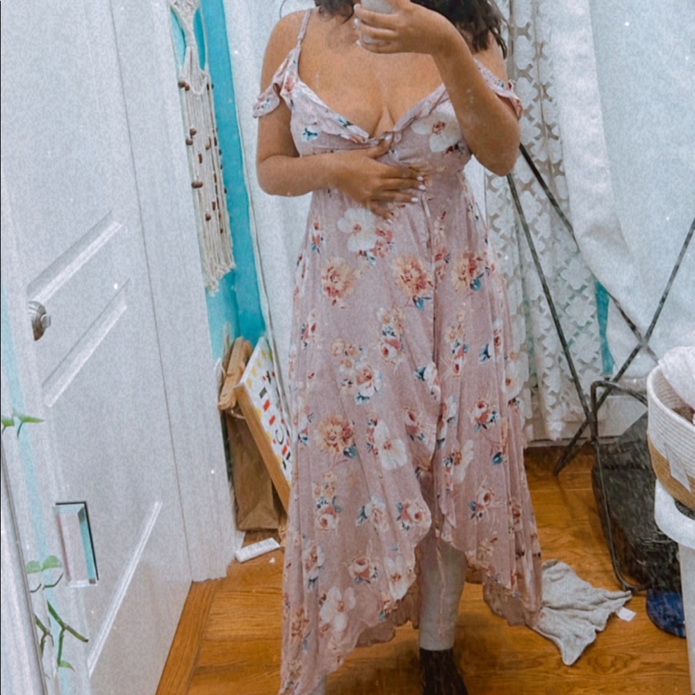 Floral wrap front dress